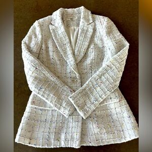 White Tweed Blazer with Multicolor Detail (XS)